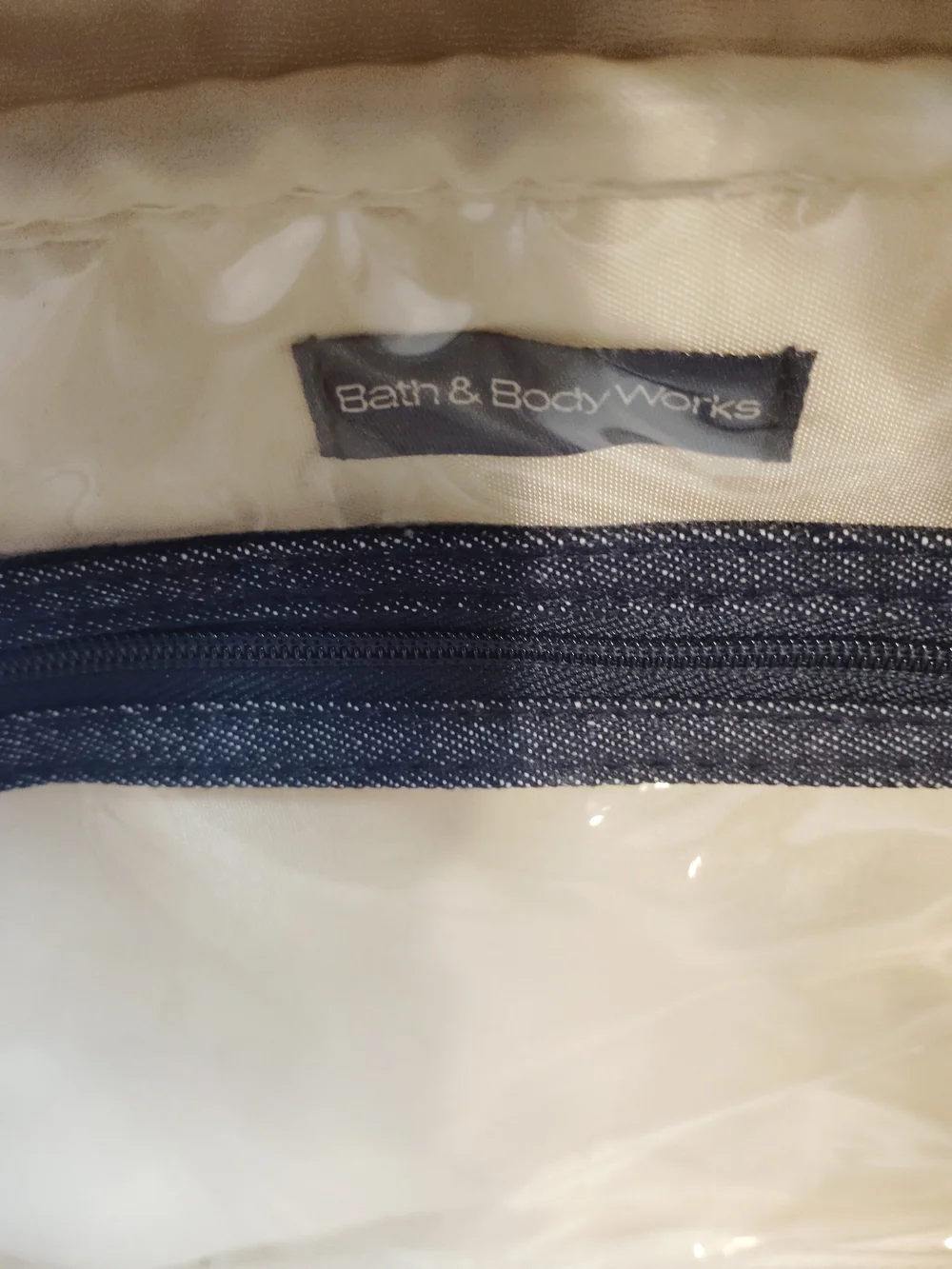 Bath & Body Works Blue Denim Canvas Shoulder Tote/Weekender Bag w/Cream Straps